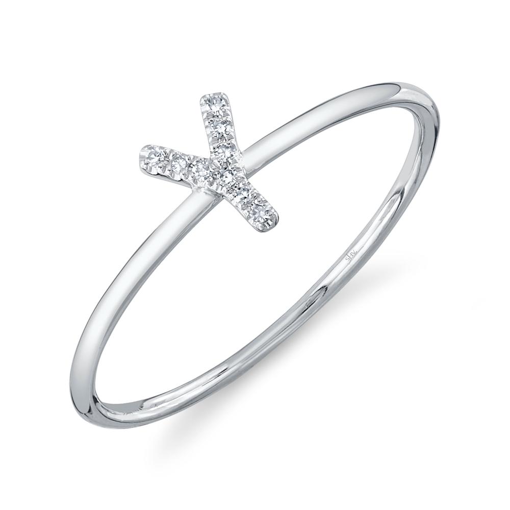 0.03CT 14K W/G DIAMOND LADYS RING - INITIAL Y