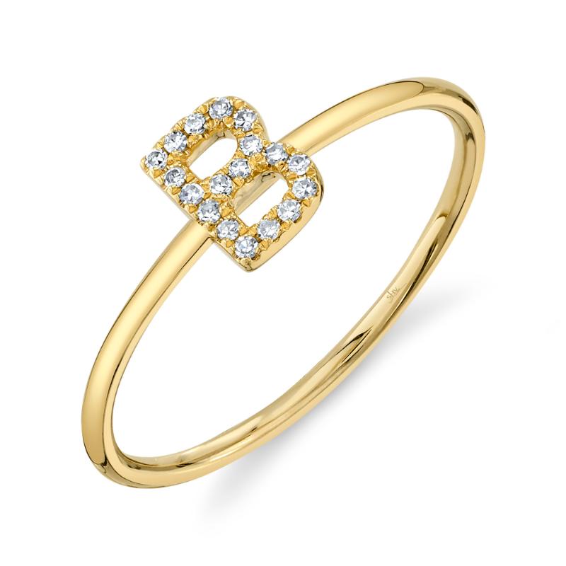 0.06CT 14K Y/G DIAMOND LADYS RING - INITIAL B