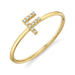 0.04CT 14K Y/G DIAMOND LADYS RING - INITIAL F