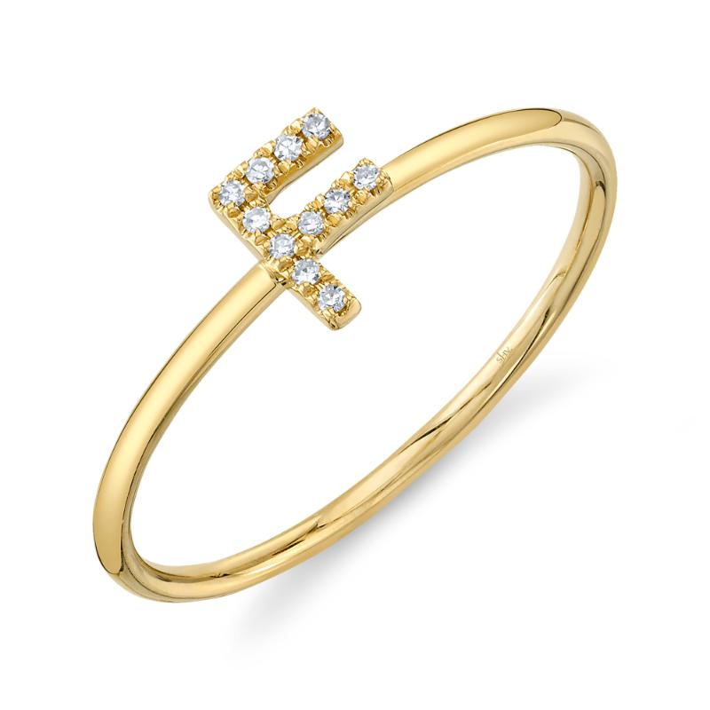 0.04CT 14K Y/G DIAMOND LADYS RING - INITIAL F