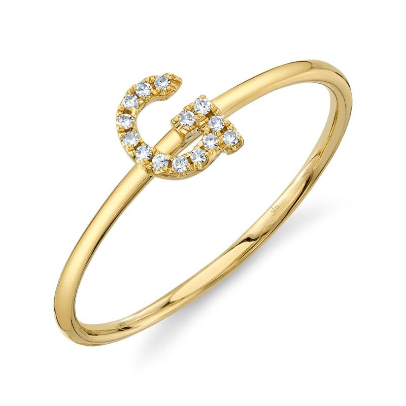 0.05CT 14K Y/G DIAMOND LADYS RING - INITIAL G