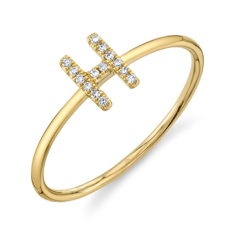 0.05CT 14K Y/G DIAMOND LADYS RING - INITIAL H