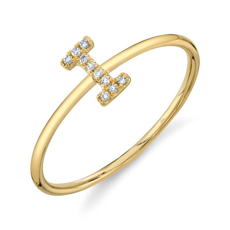 0.03CT 14K Y/G DIAMOND LADYS RING - INITIAL I