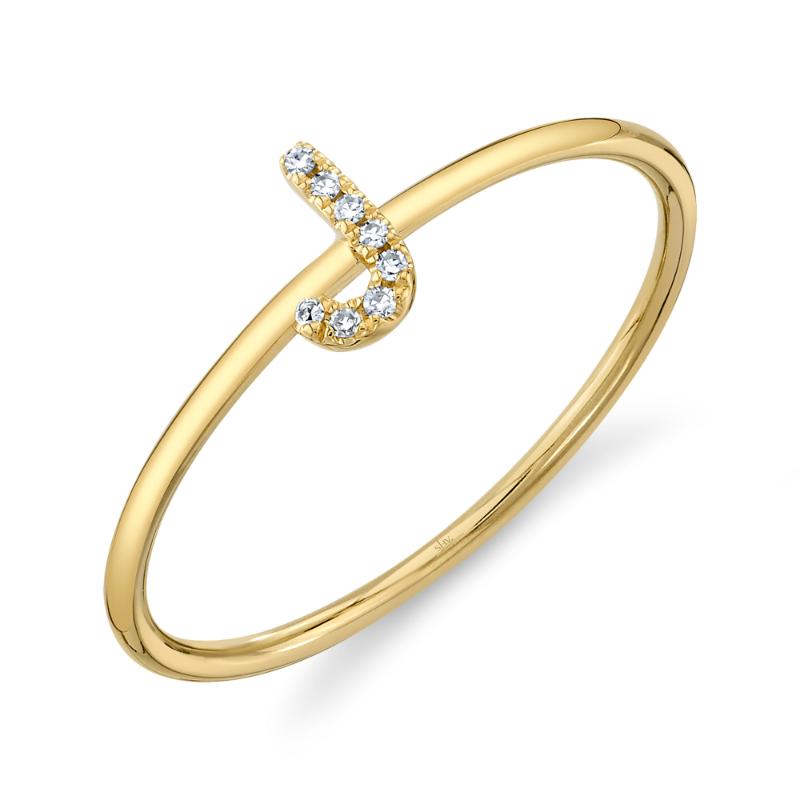 0.03CT 14K Y/G DIAMOND LADYS RING - INITIAL J