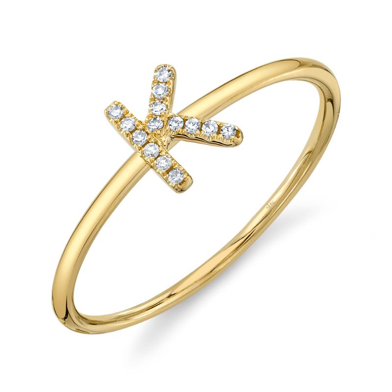 0.05CT 14K Y/G DIAMOND LADYS RING - INITIAL K