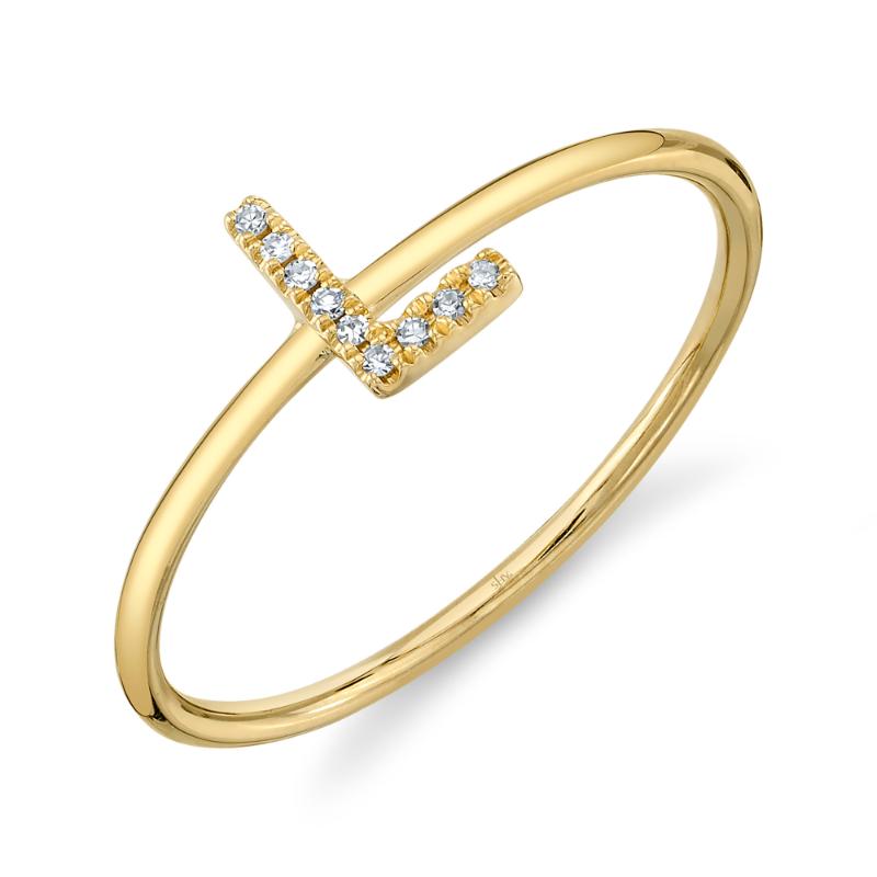 0.03CT 14K Y/G DIAMOND LADYS RING - INITIAL L