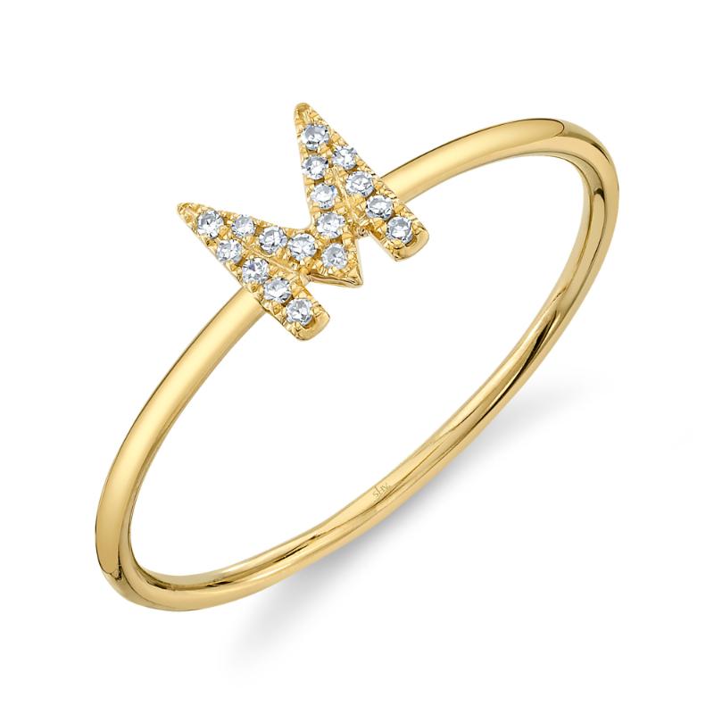 0.05CT 14K Y/G DIAMOND LADYS RING - INITIAL M