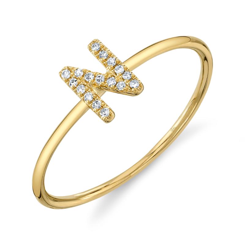 0.05CT 14K Y/G DIAMOND LADYS RING - INITIAL N