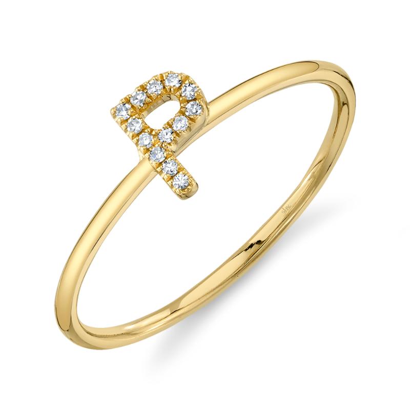 0.04CT 14K Y/G DIAMOND LADYS RING - INITIAL P