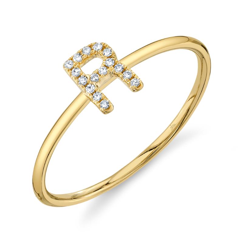 0.05CT 14K Y/G DIAMOND LADYS RING - INITIAL R
