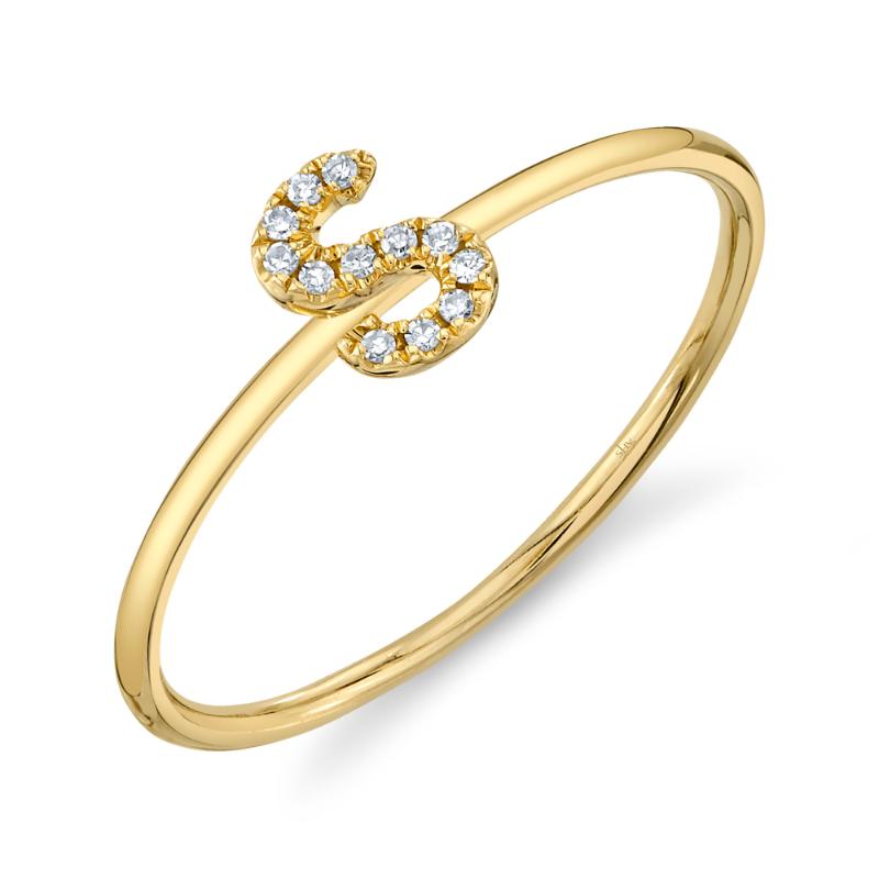 0.04CT 14K Y/G DIAMOND LADYS RING - INITIAL S