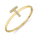 0.03CT 14K Y/G DIAMOND LADYS RING - INITIAL T