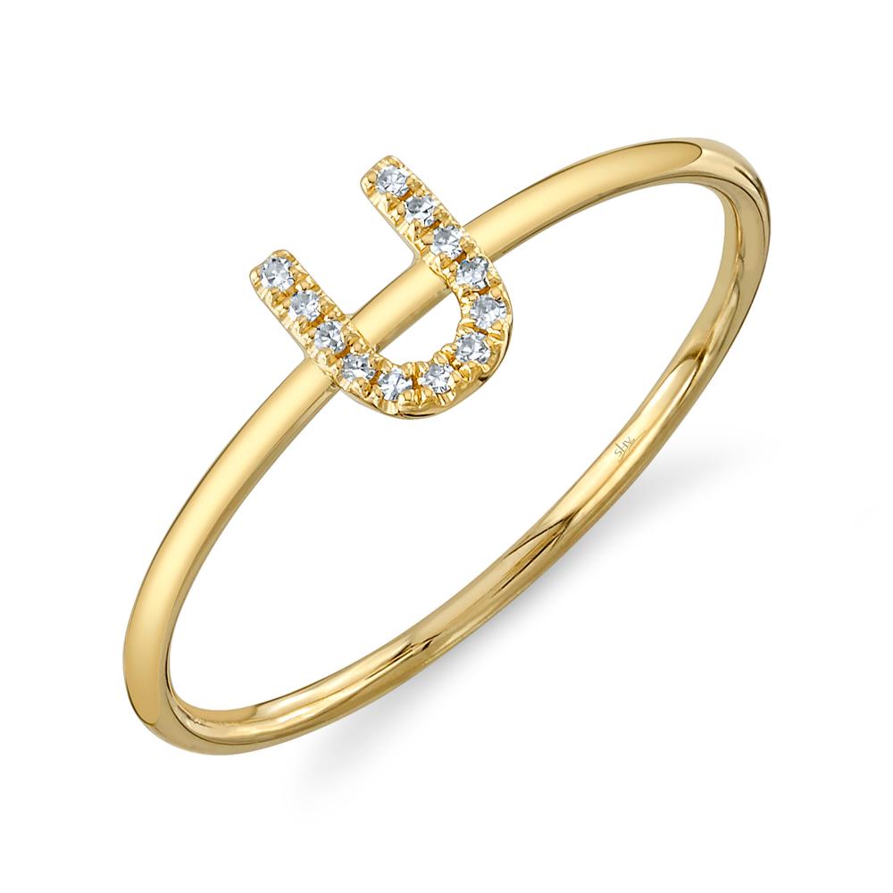 0.04CT 14K Y/G DIAMOND LADYS RING - INITIAL U