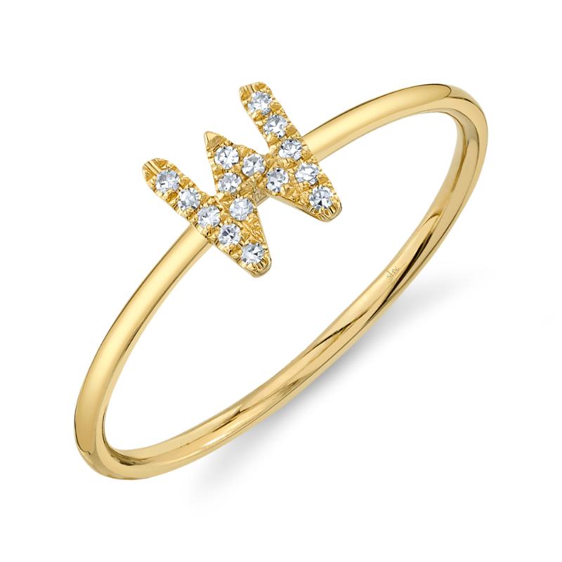 0.05CT 14K Y/G DIAMOND LADYS RING - INITIAL W