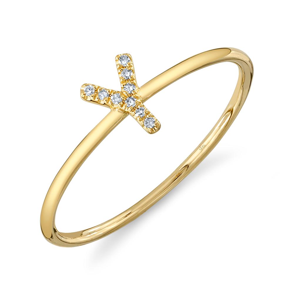 0.03CT 14K Y/G DIAMOND LADYS RING - INITIAL Y