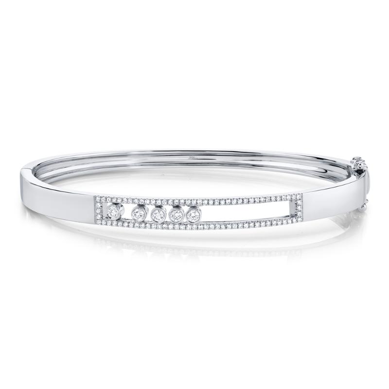 0.42CT 14K W/G DIAMOND BEZEL SLIDER BANGLE
