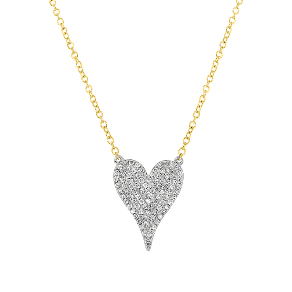 0.21CT 14K2T Y/W DIAMOND PAVE HEART NECKLACE