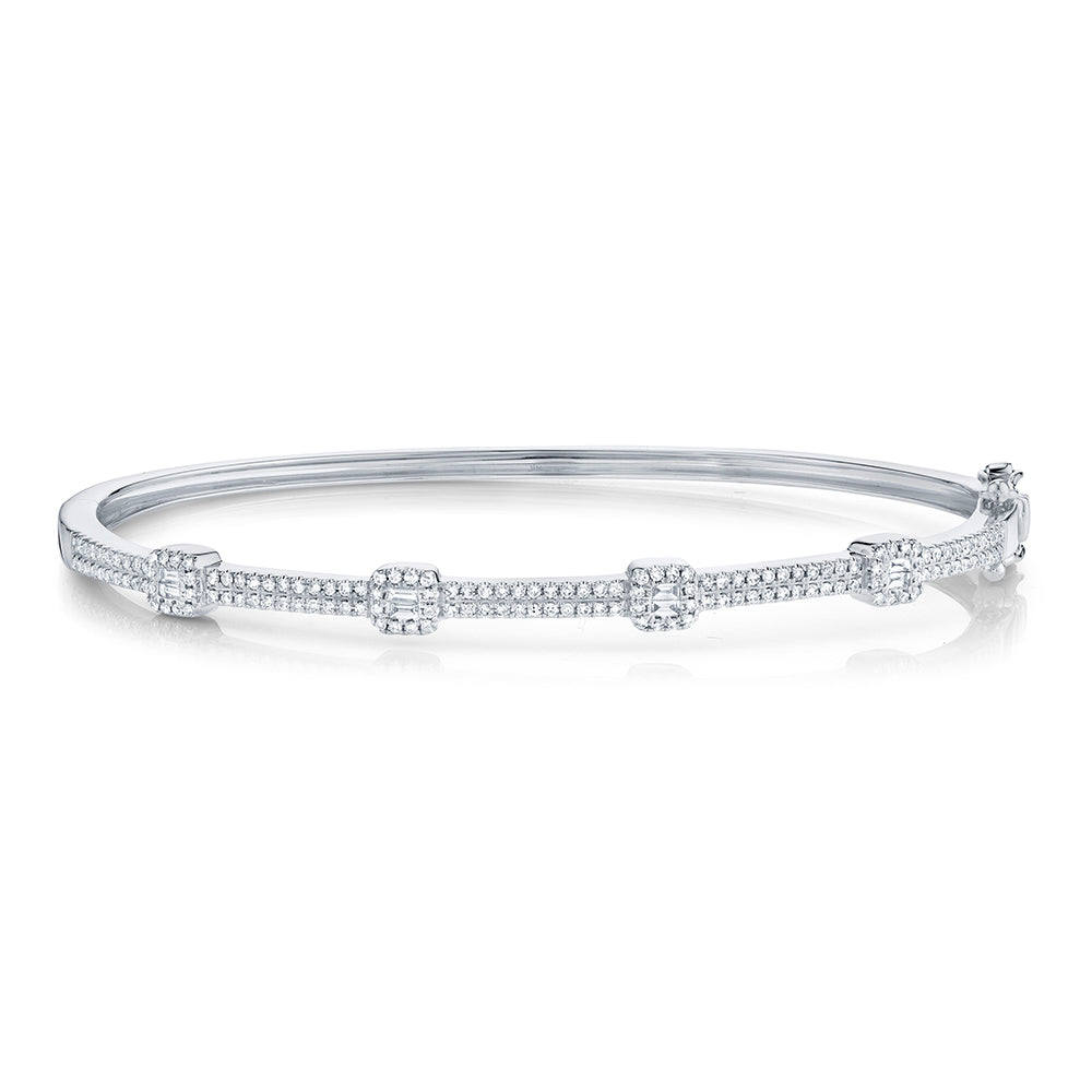 0.52CT 14K W/G DIAMOND BAGUETTE BANGLE