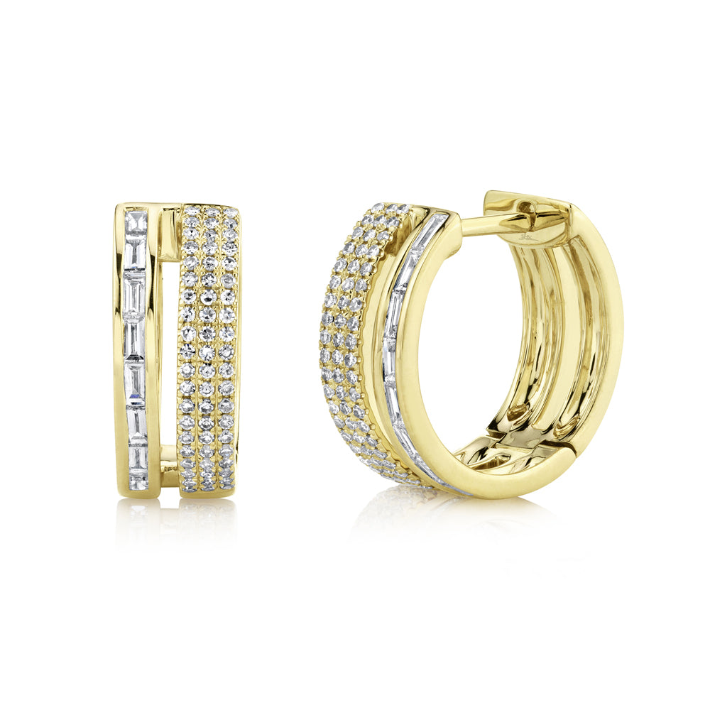 0.58CT 14K Y/G DIAMOND BAGUETTE HOOP EARRING
