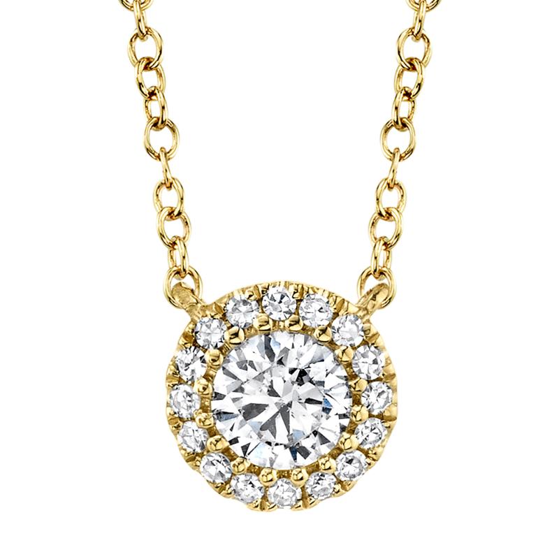 0.20CT-CTR(ROUND) 0.05CT-SIDE 14K Y/G DIAMOND NECKLACE