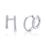 0.12CT 14K W/G DIAMOND DOUBLE HUGGIE EARRING