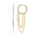 0.18CT 14K Y/G DIAMOND BAGUETTE HUGGIE CHAIN EARRING