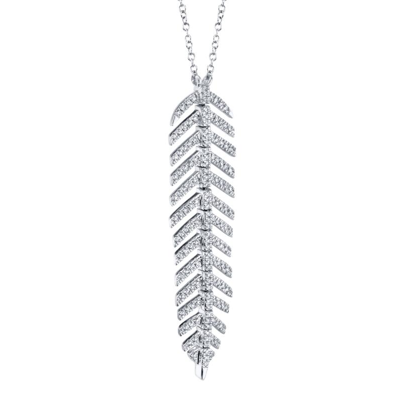 0.29CT 14K W/G DIAMOND FEATHER NECKLACE