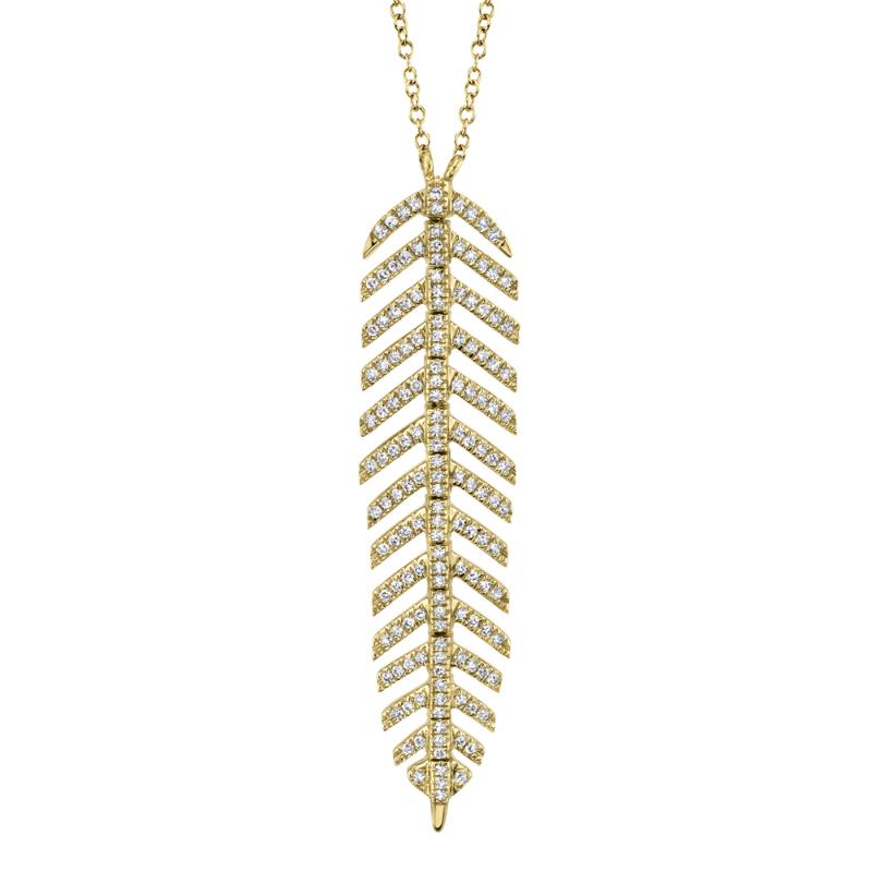 0.29CT 14K Y/G DIAMOND FEATHER NECKLACE
