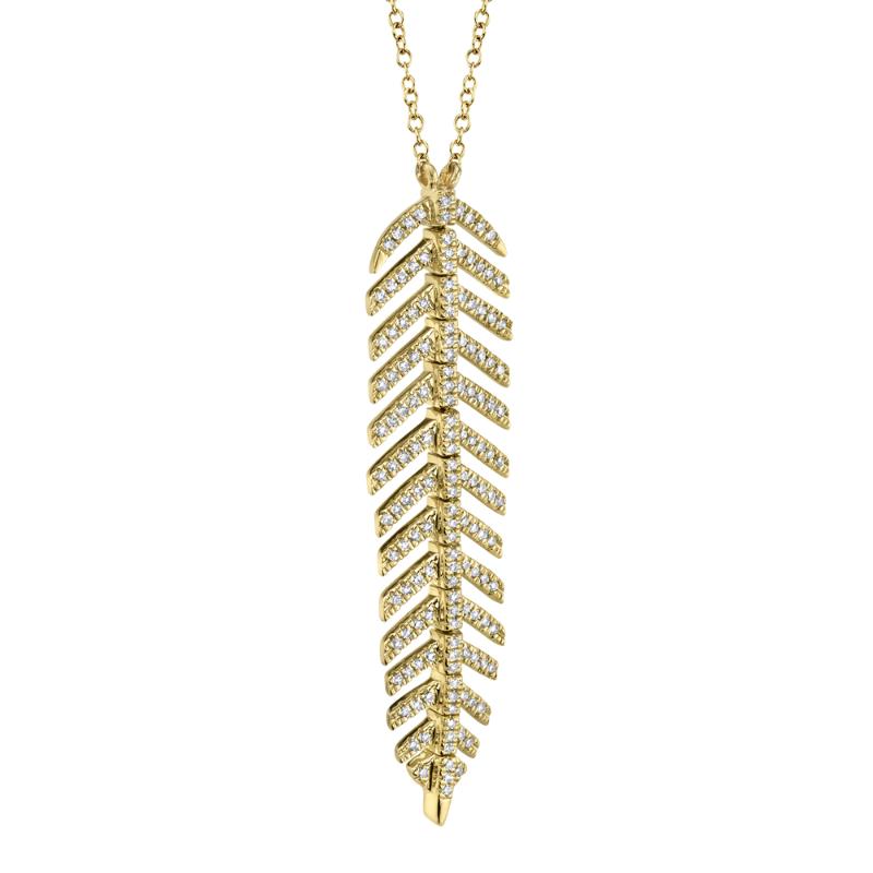 0.29CT 14K Y/G DIAMOND FEATHER NECKLACE