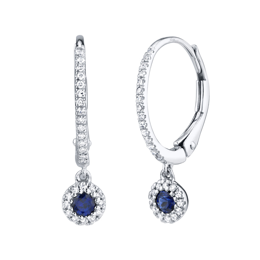 0.15CT DIAMOND & 0.23CT BLUE SAPPHIRE 14K W/G EARRING