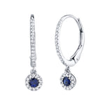 0.15CT DIAMOND & 0.23CT BLUE SAPPHIRE 14K W/G EARRING