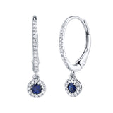 0.15CT DIAMOND & 0.23CT BLUE SAPPHIRE 14K W/G EARRING