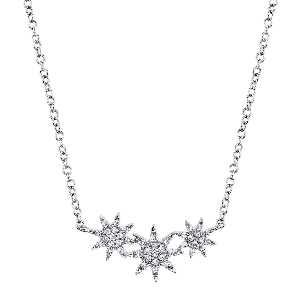 0.09CT 14K W/G DIAMOND STAR NECKLACE