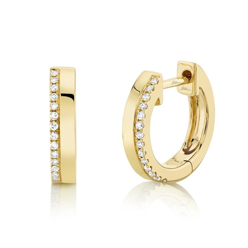 0.08CT 14K Y/G DIAMOND HUGGIE EARRING