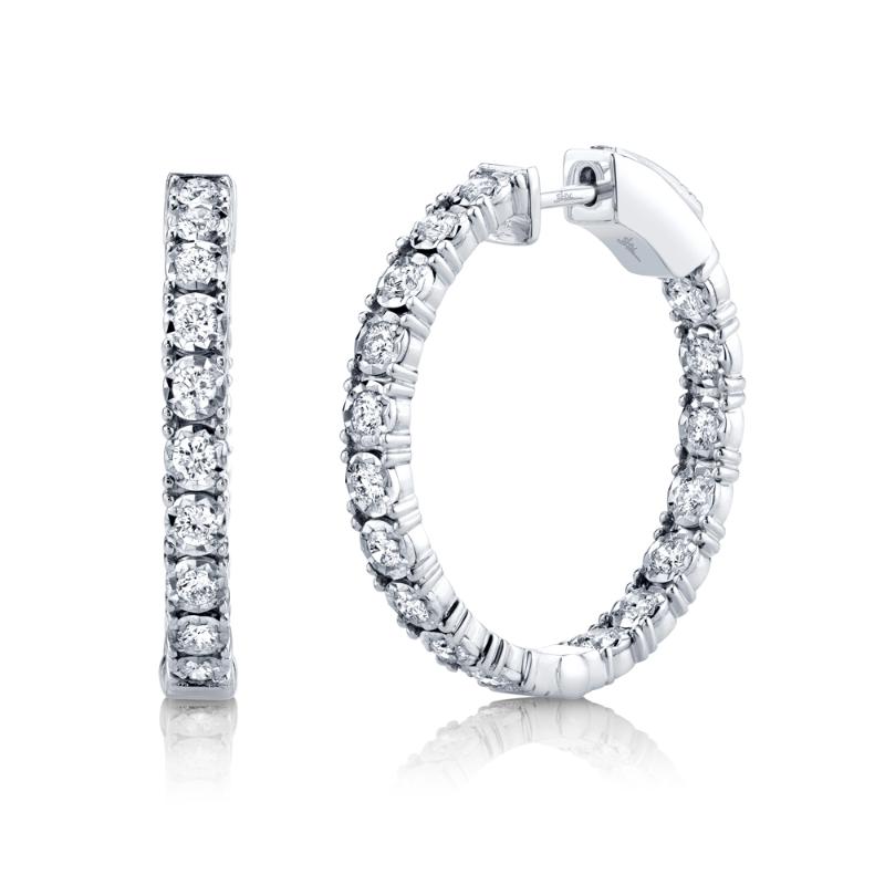 1.06CT 14K W/G DIAMOND HOOP EARRING