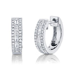 0.34CT 14K W/G DIAMOND BAGUETTE HUGGIE EARRING