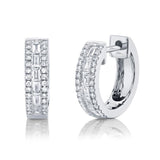 0.34CT 14K W/G DIAMOND BAGUETTE HUGGIE EARRING