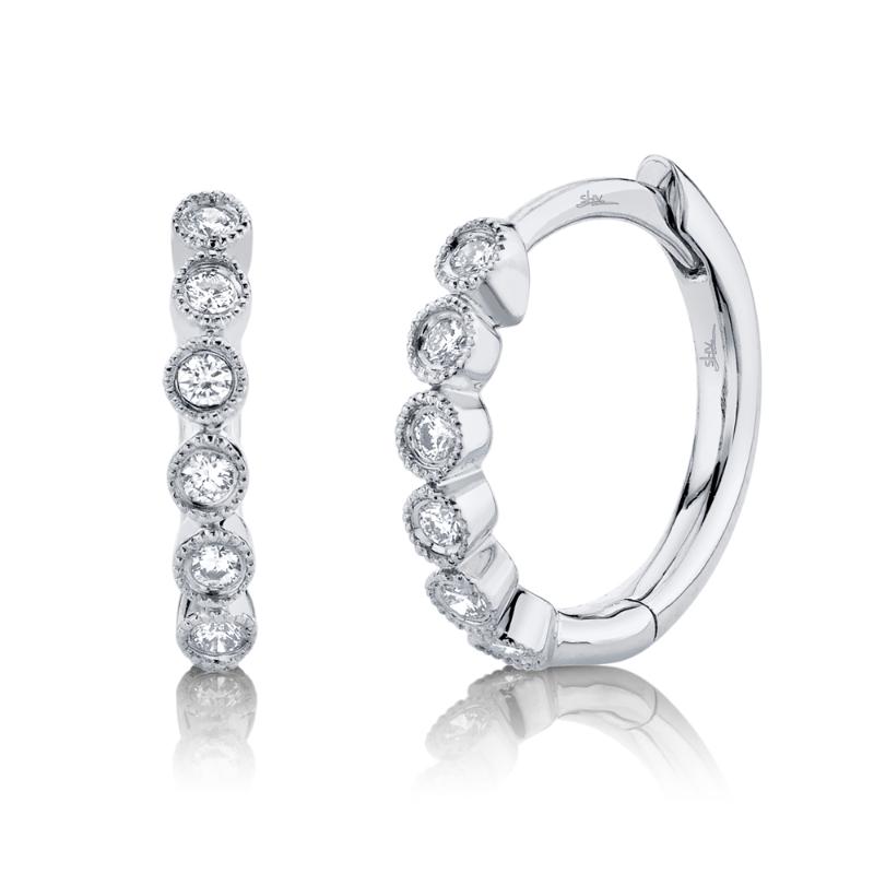0.11CT 14K W/G DIAMOND HUGGIE EARRING