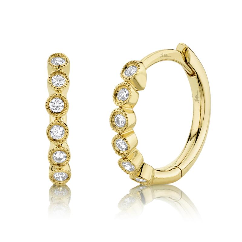 0.11CT 14K Y/G DIAMOND HUGGIE EARRING