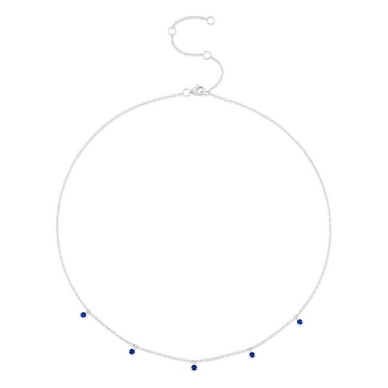 0.35CT 14K W/G BLUE SAPPHIRE NECKLACE