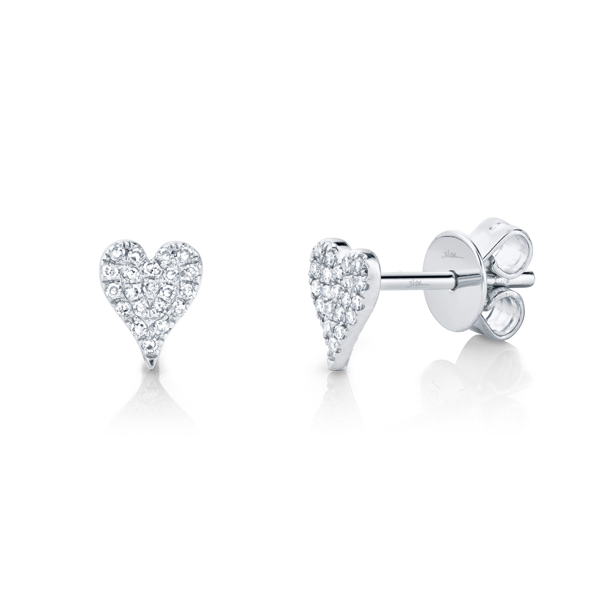 0.10CT 14K W/G DIAMOND PAVE HEART STUD EARRING