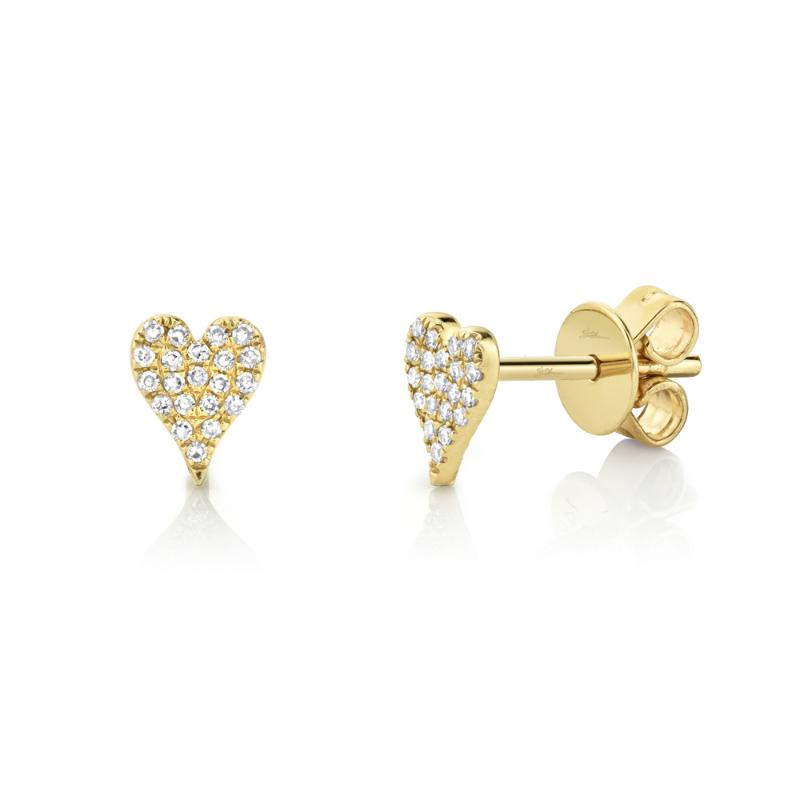 0.10CT 14K Y/G DIAMOND PAVE HEART STUD EARRING