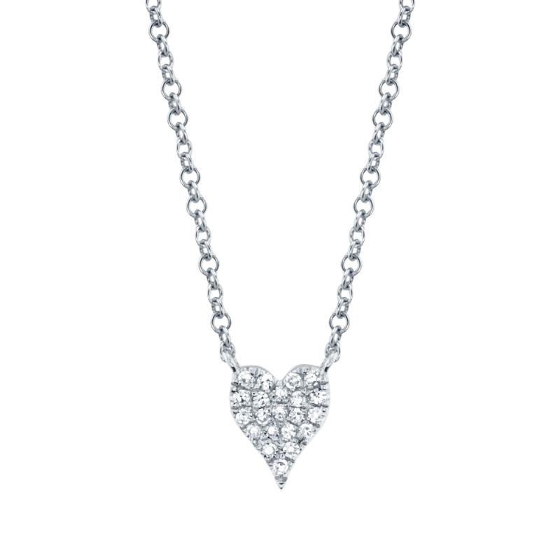 0.05CT 14K W/G DIAMOND PAVE HEART NECKLACE