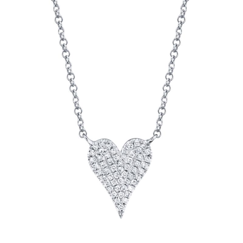 0.11CT 14K W/G DIAMOND PAVE HEART NECKLACE