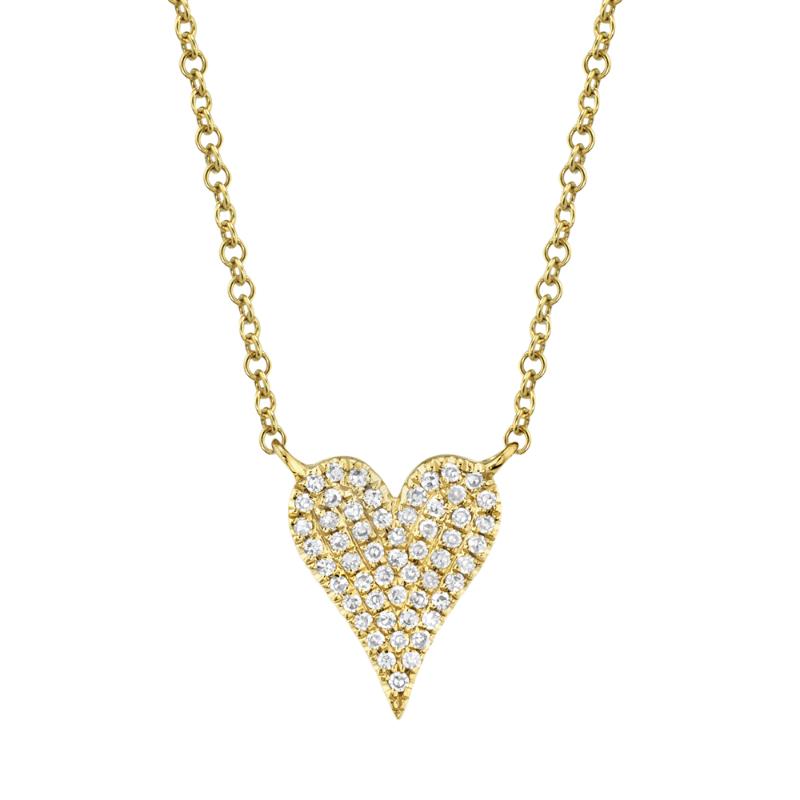 0.11CT 14K Y/G DIAMOND PAVE HEART NECKLACE