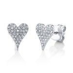 0.14CT 14K W/G DIAMOND PAVE HEART STUD EARRING