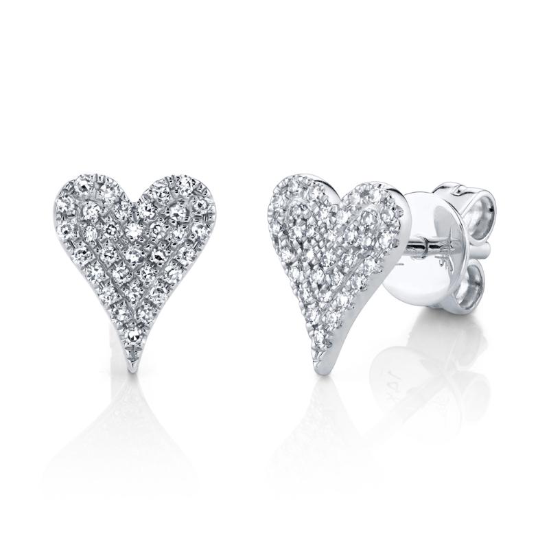 0.14CT 14K W/G DIAMOND PAVE HEART STUD EARRING