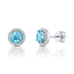0.14CT DIAMOND & 2.06CT BLUE TOPAZ 14K W/G STUD EARRING