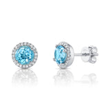 0.14CT DIAMOND & 2.06CT BLUE TOPAZ 14K W/G STUD EARRING
