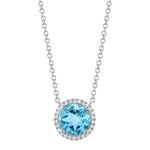 0.08CT DIAMOND & 1.80CT BLUE TOPAZ 14K W/G NECKLACE